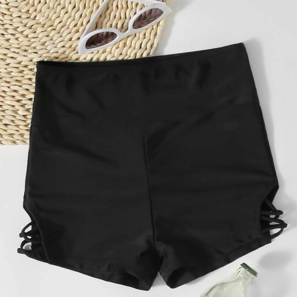 Black High Wasited Swim Shorts